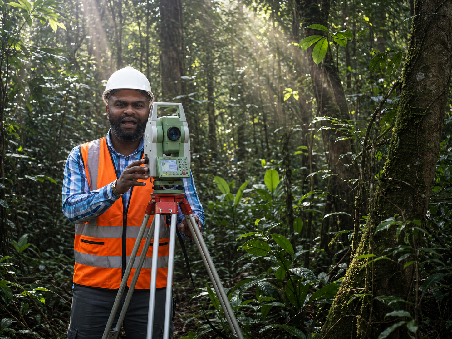 Professionnel sur le terrain pour le suivi des ressources naturelles en RDC