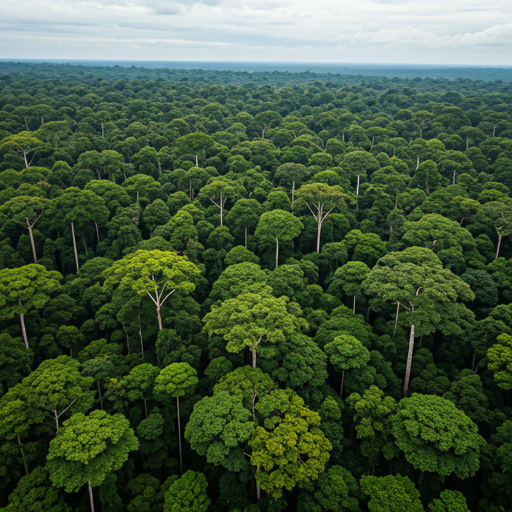 Vue aérienne forêt tropicale bassin du Congo